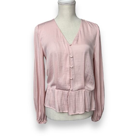 Vince Camuto Pink V Neck Button Up Blouse Size XS - Picture 1 of 5